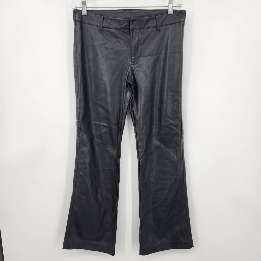 Free People Black Faux Leather Straight Leg Seam Detail Pants 8 Grunge Night Out